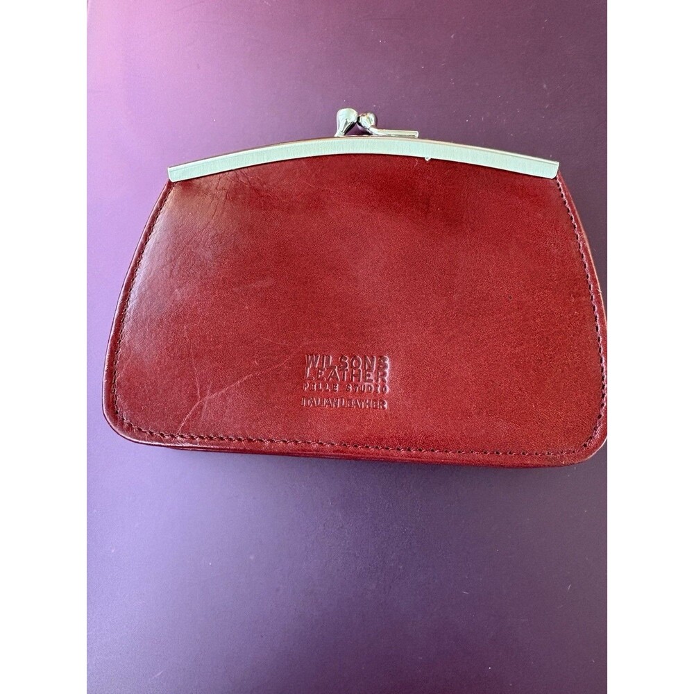 Vintage Wilsons Leather Pelle Studio Italian Leather Kiss Lock Coin Purse
